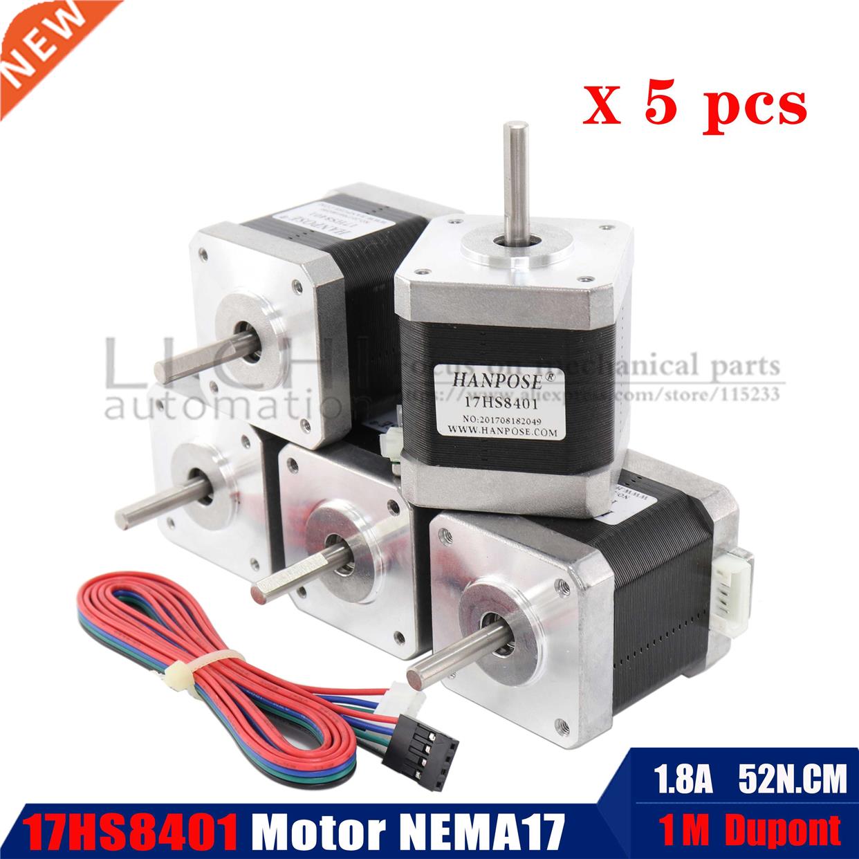 5pcs Nema17 Stepper Motor 42BYGH 4 lead 17HS8401 D 42x48m