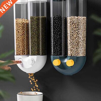 Wall Mounted Press Cereals Dispenser Grain Storage Box Dry