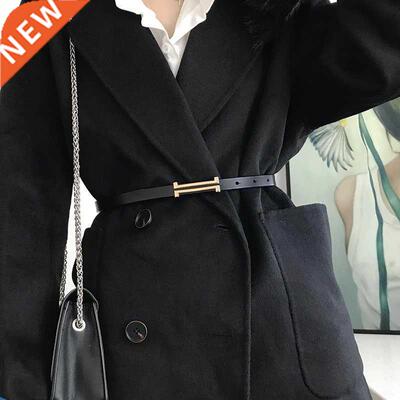 New Fashion Leather Thin Belt For Women Personality Metal Bu