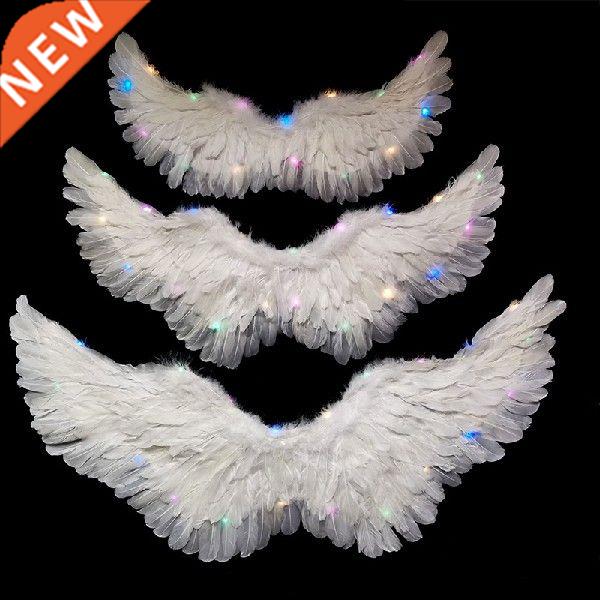 Halloween Angel Wings Plump White Feathers with Color LED图片