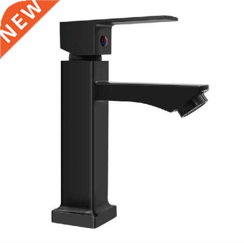 G1/2 Black Square Washbasin Single Cold Faucet Zinc Alloy
