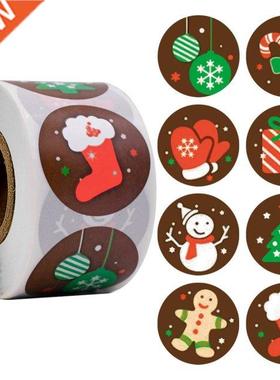 Christmas Gift Box 500Pcs Round Labels Kraft Paper Thank You