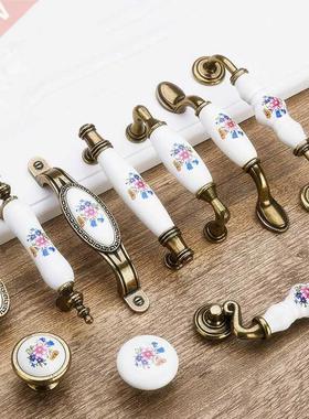 Antique Bronze Ceramic Cabinet Handles Zinc Alloy Drawer Kno