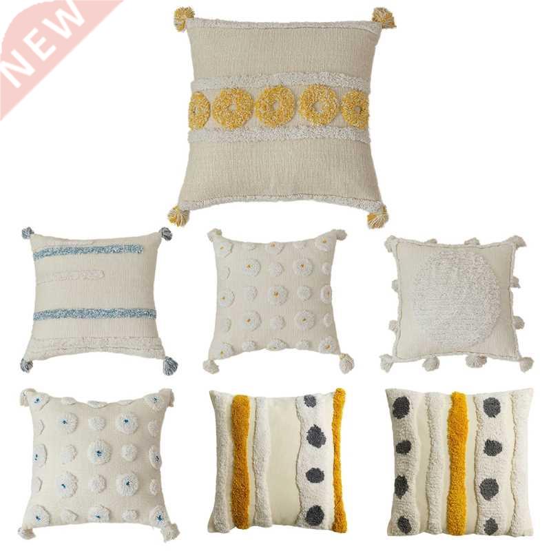 Tribal Boho Ethnic Tufted Throw Pillow Case Handwoven