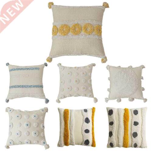 Tribal Boho Ethnic Tufted Throw Pillow Case Handwoven