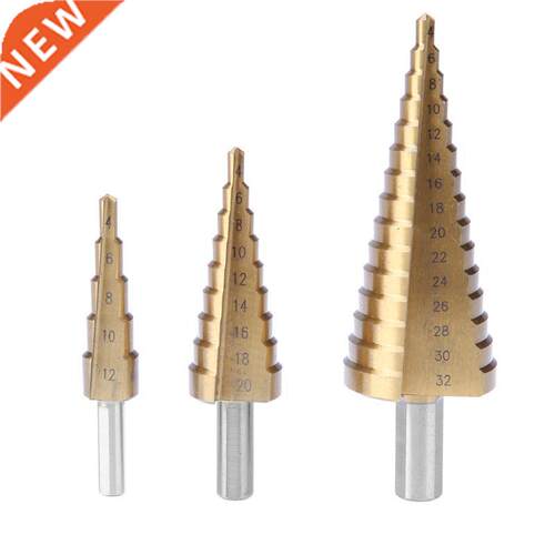 3pcs 4-12/20/32mm Titanium Step Cone Hole Bit Set PVC Board