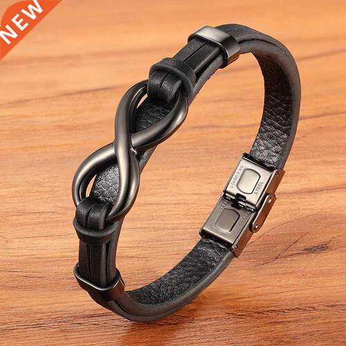 Stainless Steel Leather Bracelet Infinity Logo Special Popul