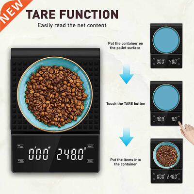 Kitchen Scale 3KG/ 0.1g Digital Coffee Timer LCD Display Pou