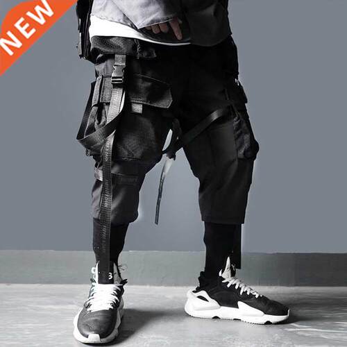 New High Set Ribbon Multi-Pockets Cargo Pants Harajuku Style