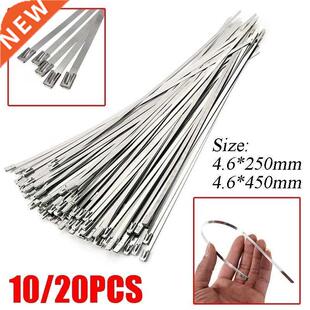 20/10Pcs Stainless Steel Metal Cable Ties Zip Wire Managemen