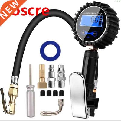 Digitl Tire Infltor Pressure Guge ir Compressor Pump Qui