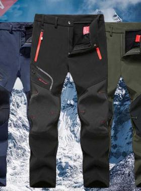 Men Oversized Plus size Winter Softshell Fleece Outdoor Pant
