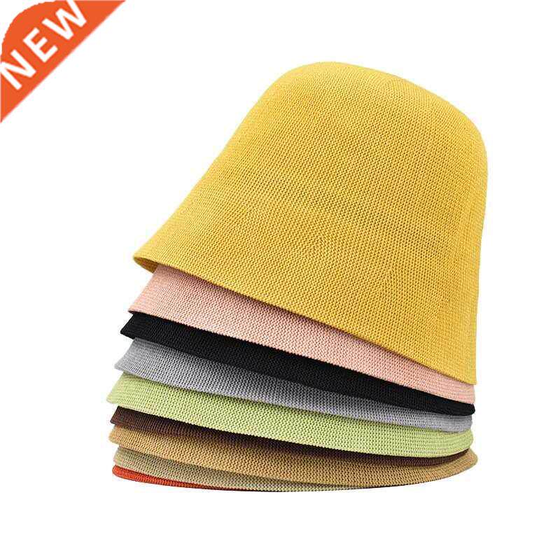 NEW Spring summun Breathable Linen Knitted Bucket Cap For W