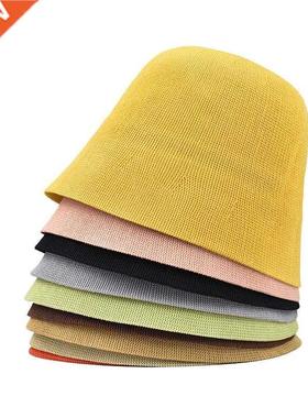 NEW Spring summun Breathable Linen Knitted Bucket Cap For W