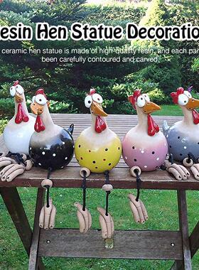 Resin Plug Chicken Sculpture Garden Yard Craft Art Decor