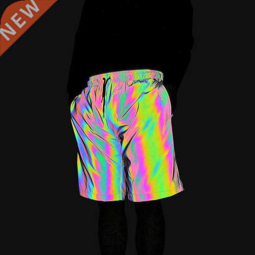 Dropshipping Colorful Reflective Shorts Men Jogging Hip Hop