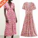 Floral Long Midi Summer Pink 2021 Women TRAF Dress