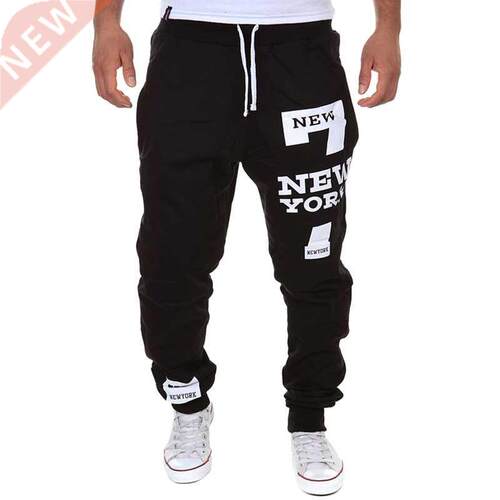 Brand Men Letter Print Sweatpants Male Joggers Loose Hip Po