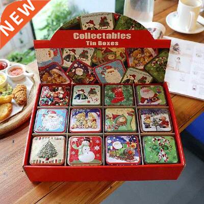 12PCS Christmas Small Square Box Tin Packaging Gift Box for