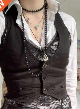 Dourbesty Woen's Dressy Waistcoat Racerback Vest Tuxedo Sui