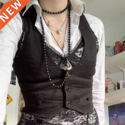 Dourbesty Woen's Dressy Waistcoat Racerback Vest Tuxedo Sui