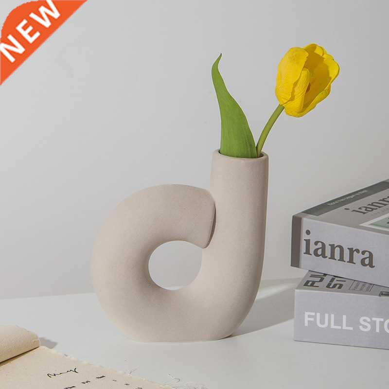 Vases Exquisite Solid Color Geometric Shape Ceramic Vase