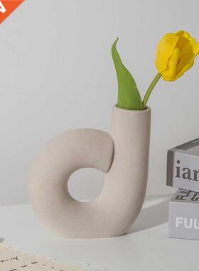 Vases Exquisite Solid Color Geometric Shape Ceramic Vase