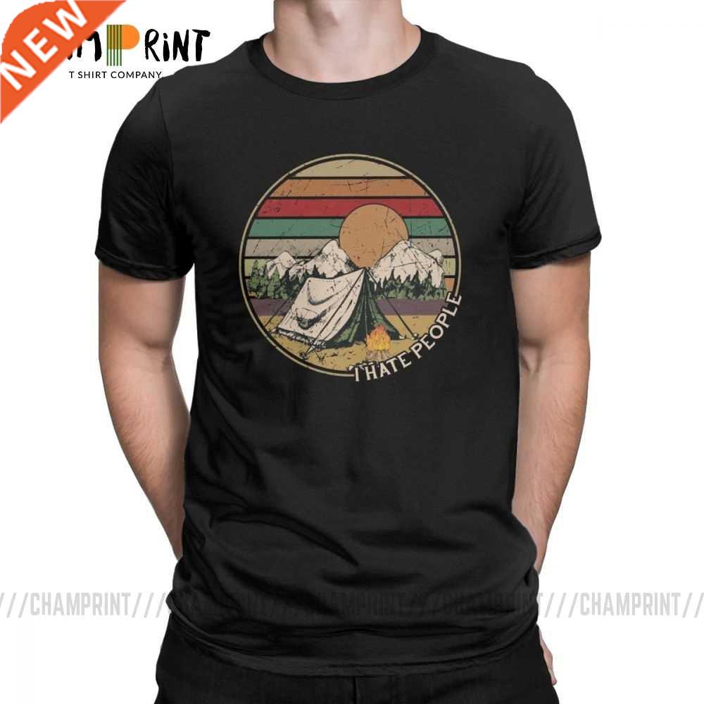 Love Camping I Hate People Vintage Funny T Shirts for Men C