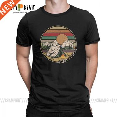 Love Camping I Hate People Vintage Funny T Shirts for Men C