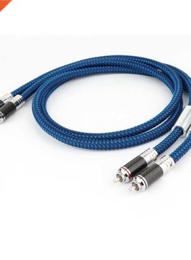 Pair X404 OCC Copper Silver Plated RCA Cable With Carbon Fib