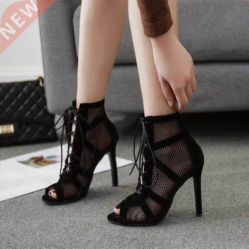 Women's High Top Dance Shoes Black Ballroom Boots Salsa Tang