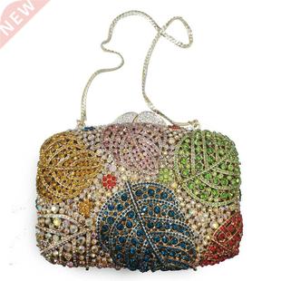 Red Gold Silver Metal Crystal diamond Clutch Purse Wedding S