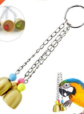 1Pc Pet Bird Parrot Pigeon Hanging 3 Bells Chain Cage Stand