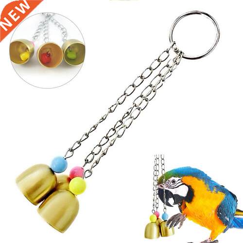1Pc Pet Bird Parrot Pigeon Hanging 3 Bells Chain Cage Stand