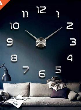 Fashon 3D bg sze wall clock mrror stcker  bref lv