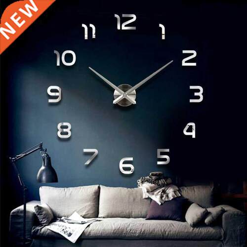 Fashon 3D bg sze wall clock mrror stcker  bref lv
