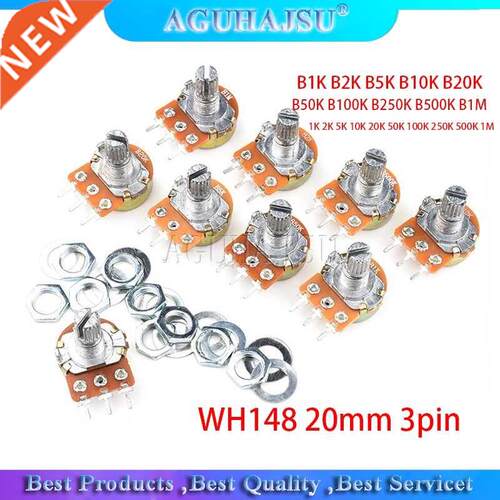 2pcs WH148 20mm 3pin Potentiometer B1K B2K B5K B10K B20K B50