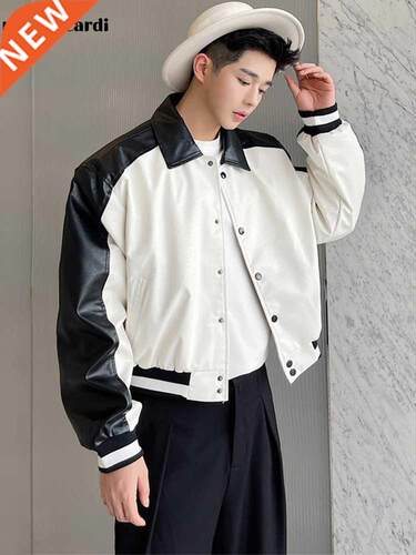 Mauroicdi Spring White and Black Color Block Faux Leather