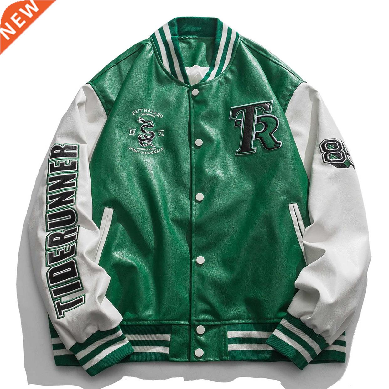 Green Leather Jacket Men Fashion Casual Motorcycle Jackets C