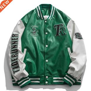 Green Leather Jacket Men Fashion Casual Motorcycle Jackets C