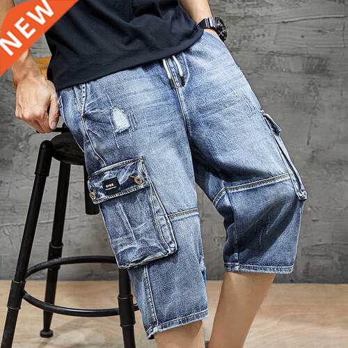 Fashion Summer Men Jeans Short Knee Length Multi-pocket Car