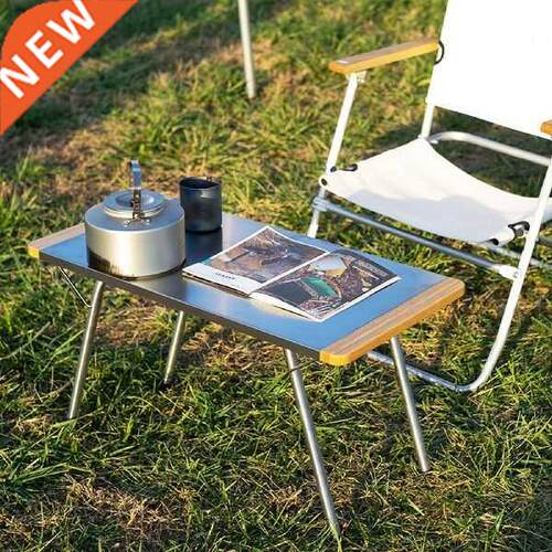 Portable Folding Bamboo Table Car Camping Stainless Steel