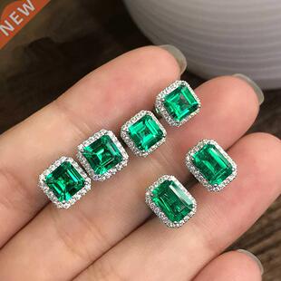 Huitan Gorgeous Green Cubic Zirconia Stud Earrings for Women