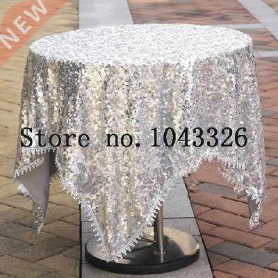 Round Sequin Banquet Tablecloth Table Cover Skirting Luxury