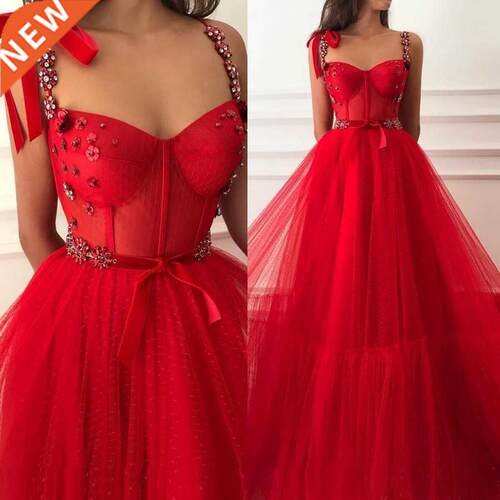 Simple Spaghetti Straps Handmade Flower Crystal Floor Length