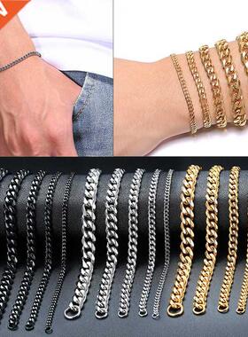 Vnox Mens Simple 3-11mm Stainless Steel Curb Cuban Link Chai