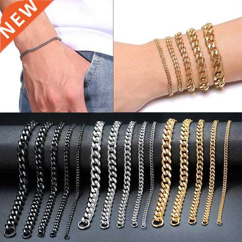 Vnox Mens Simple 3-11mm Stainless Steel Curb Cuban Link Chai