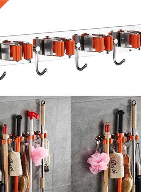 4/5 Hooks Wall Hanging Bathroom Balcony Mop Broom Holder