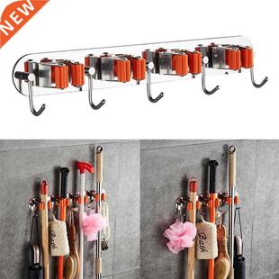 4/5 Hooks Wall Hanging Bathroom Balcony Mop Broom Holder