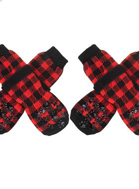 4 Pairs Of Dog Socks Plush Dog Paw Protector Toe Grips For